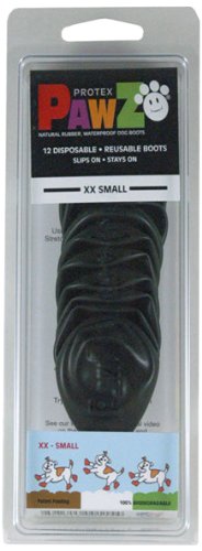 Pawz 1-Inch to 1.5-Inch Water-Proof Dog Boots, XX-Small, Black