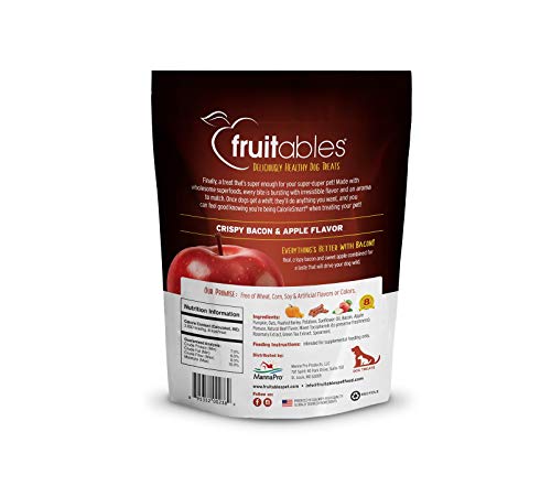 Fruitables 7 Ounce Crunchy Baked Dog Treats Baked Bacon Apple Flavor Pack of 6