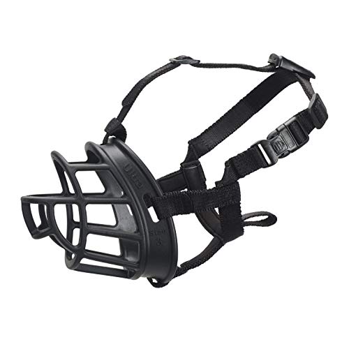 Baskerville Ultra Muzzle, dog muzzle to prevent biting and chewing, humane dog muzzle for small dogs, ideal for mini poodle, westie, jack russell terrier and more, Black