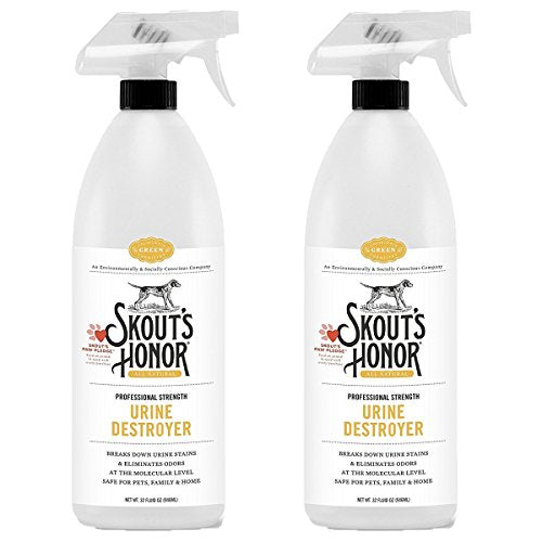 SKOUT'S HONOR Professional Strength, All-Natural Dog Urine Destroyer - Non-Toxic, Biodegradable, and Eco-Friendly - Odor Eliminating Technology Destroys Odor Molecules On Contact - 64-OZ Spray Bottle
