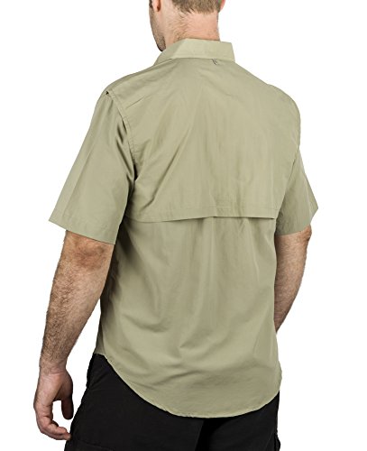 MenÂs Fishing Shirt Short-Sleeve with 2 Front Pockets RUNS ONE SIZE SMALL (Taupe, X-Large)