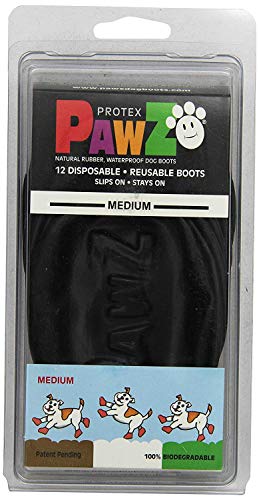 Pawz Water-Proof Dog Boot, Black, Medium (2 Pack)