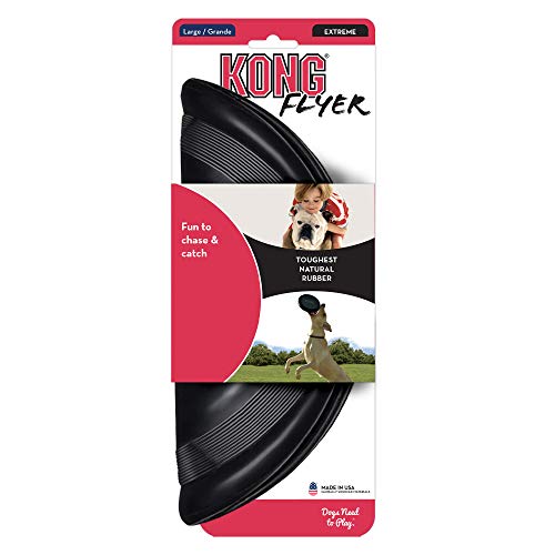 KONG - Extreme Flyer - Durable Rubber, Soft Flying Disc for Power Chewers, Black - Large Dogs