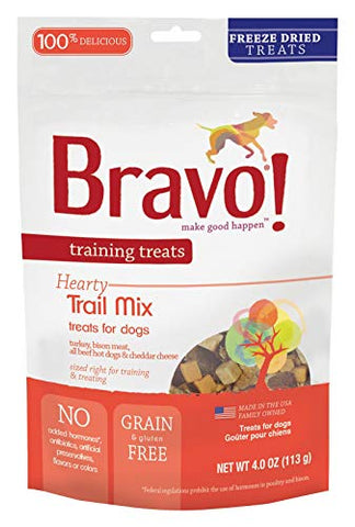 Bravo Dog Treats Freeze Dried Trail Mix Snack Training Treat For Pets 4 oz Bag