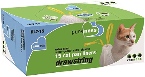 Van Ness DL715 Pureness Extra Giant Drawstring Cat Pan Liner, 15-Count