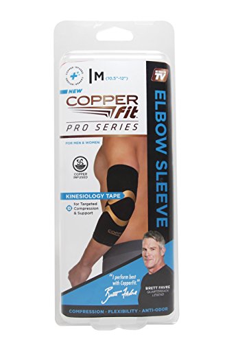 Copper Fit CFPROEL  Pro Series Performance Compression Elbow Sleeve, Black with Copper Trim, Medium