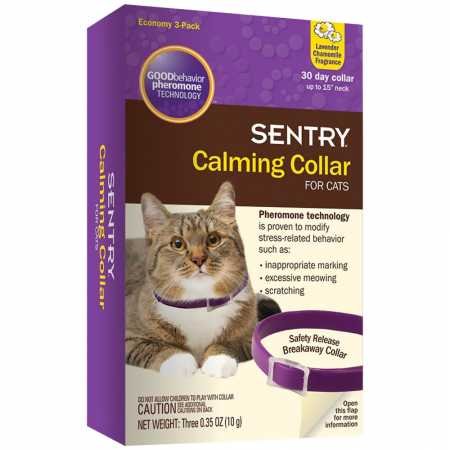 SENTRY Calming Collar for Cats, Up to 15-Inch Neck, Includes Three Cat Calming Collars, Lavender Chamomile Fragrance