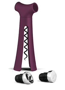 4 in 1 Wine Opener-screwpull Corkscrew with Pour Spout, Bottle Stopper, Wine Foil Cutter (Purple)