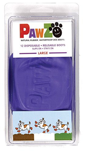 Pawz Purple Water-Proof Dog Boots, Large, Paws 3" to 4"(12 Disposable-reusable Boots)