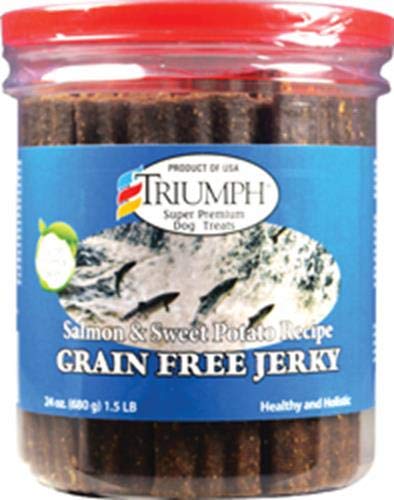 Triumph Super Premium Dog Treats Dog Salmon & Sweet Potato Jerky, 24-Ounce