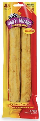 Dingo Wag'n Wraps Jumbo Rawhide for Large Dogs, 2-Count