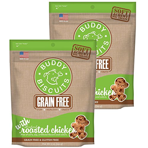 Buddy Biscuits Grain Free Soft & Chewy Dog Treats with All Natural Roasted Chicken (2 Pack) 5 oz Each