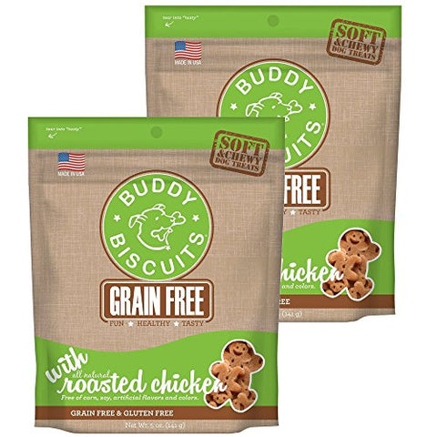 Buddy Biscuits Grain Free Soft & Chewy Dog Treats with All Natural Roasted Chicken (2 Pack) 5 oz Each