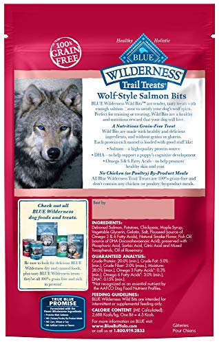 Blue Buffalo Wilderness Trail Treats Wild Bits Grain Free Soft-Moist Training Dog Treats, Salmon Recipe 4-oz bag