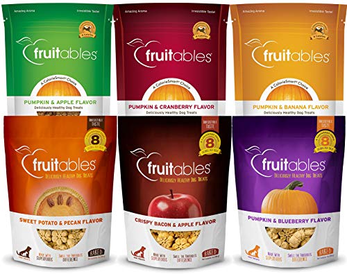 Fruitables Pumpkin Dog Treats, 7oz, Crunch Variety 6-Pack