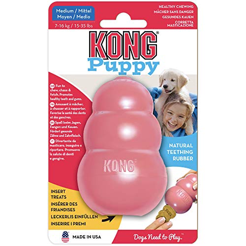 KONG - Puppy Toy - Natural Teething Rubber - Fun to Chew, Chase and Fetch ( Colors May Vary)