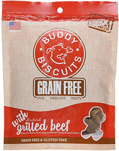 Cloud Star Grain-Free Soft and Chewy Buddy Biscuits Dog Treats, Grilled Beef, 5-Ounce (2Pack)