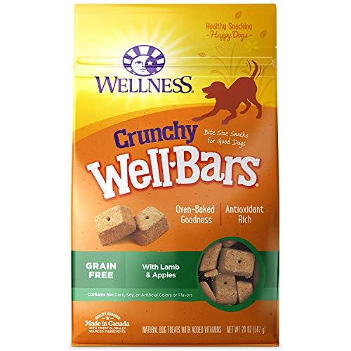 Wellness Natural WellBars Crunchy Dog Treats (Lamb & Apples, 20-Ounce Bag / 2 Pack)