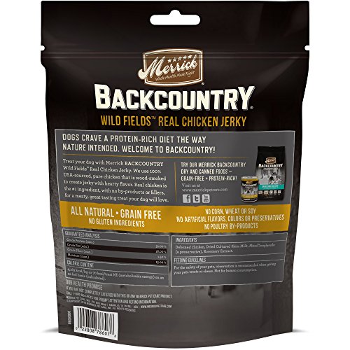 Merrick Backcountry Wild Fields Real Chicken Jerky Grain Free Dog Treats, 4.5 Oz.