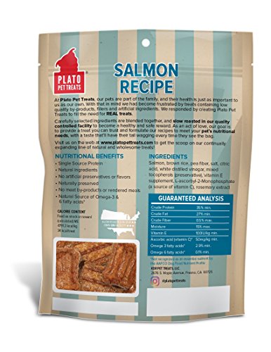 Plato Dog Treats -- Natural Salmon -- Pet Treats, All-Natural, Non-Gmo, No Artificial Flavors, Or Preservatives, Made In The Usa