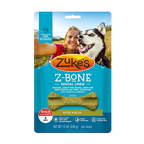 Zuke's Z-Bone Dental Chew Dog Treats, Apple, Regular, 16 Chews