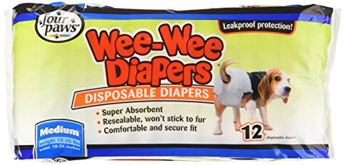 Four Paws Wee-Wee Medium Disposable Doggie Diapers, 12 Pack