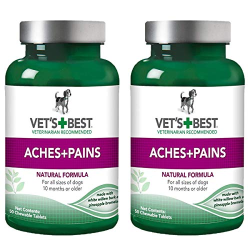 Aspirin Free Aches + Pains Dog Supplement | Vet Formulated for Dog Pain Support and Joint Relief | 100 Chewable Tablets