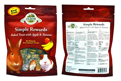 Oxbow Simple Rewards All Natural Oven Baked Treats for Rabbit, Guinea Pigs, Hamsters, and Other Small Animals Variety Pack - 4 Flavors (Apple & Banana, Bell Pepper, Carrot & Dill, and Cranberry) - 2 Ounce Resealable Bags (4 Pouches Total)