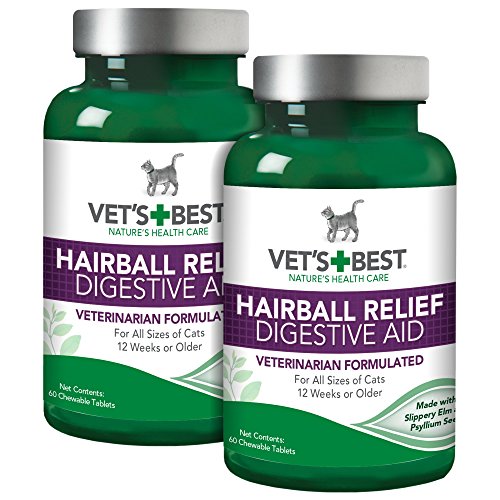 Vet's Best Cat Hairball Relief Digestive Aid, 120 Chewable Tablets, Classic Chicken Flavor
