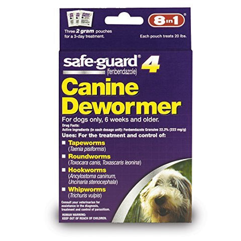 8 In 1 Safe Guard Canine Dewormer for Medium Dogs, 2-Gram (3 Pouches per Pack)