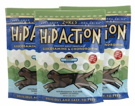 3 Packs Zuke's Hip Action with added Glucosamine and Chondroitin - BEEF (18 oz)