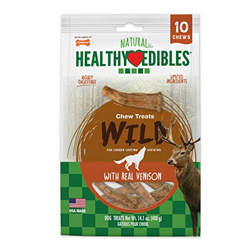 Nylabone Healthy Edibles Wild Antler Natural Long Lasting Dog Chew Treats 10 Count Medium