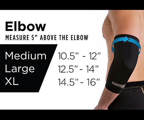 Copper Fit CFPROEL  Pro Series Performance Compression Elbow Sleeve, Black with Copper Trim, Medium