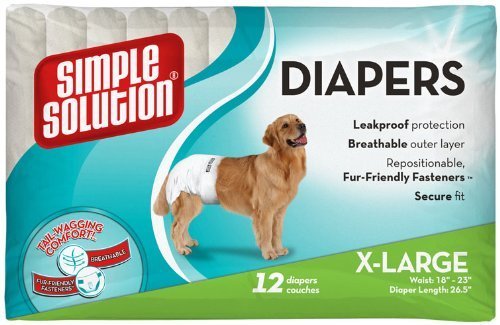 Simple Solution Pupsters Disposable Diapers for Waist 18 to 23-Inches, X-Large, Pack of 12 (2 Pack)