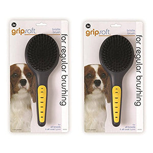 JW Pet Company GripSoft Bristle Brush Dog Brush, 2 Pack