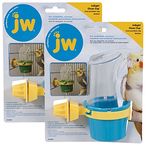 JW Pet Company Clean Cup Feeder and Water Cup Bird Accessory, Medium, Colors may vary