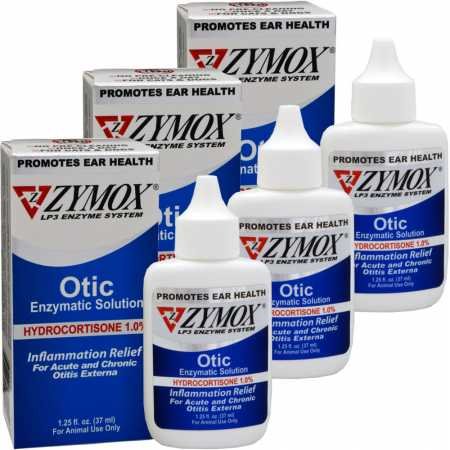 Zymox Enzymatic Ear Solution  with 0.5-Percent Hydrocortisone, for Dog & Cat, PACK OF 3