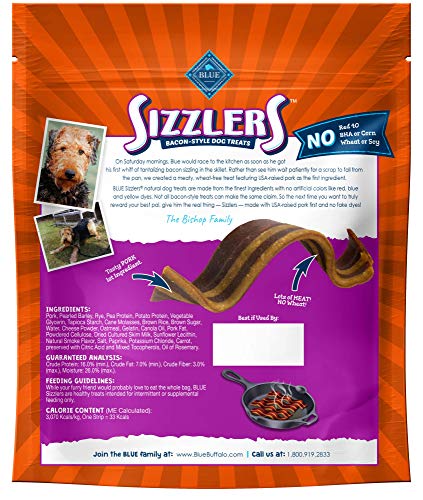 Blue Buffalo Sizzlers Natural Bacon-Style Soft-Moist Dog Treats, Original Pork 6-oz bag