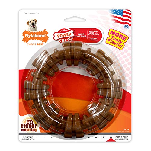 Nylabone Dura Chew Power Chew Textured Ring, Large Durable Dog Chew Toy, Great for Aggressive Chewers