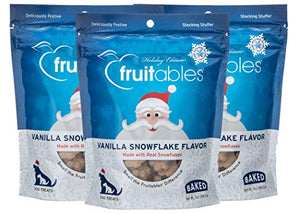 Fruitables 7 Ounce Crunchy Baked Dog Treats Vanilla Snowflake Flavor Pack of 3