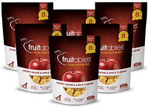 Fruitables 7 Ounce Crunchy Baked Dog Treats Baked Bacon Apple Flavor Pack of 6
