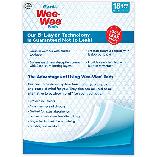 Wee Wee Dog Pee Pads Extra Large | 18 Count | Puppy Training Pee Pads for Dogs | Gigantic Size