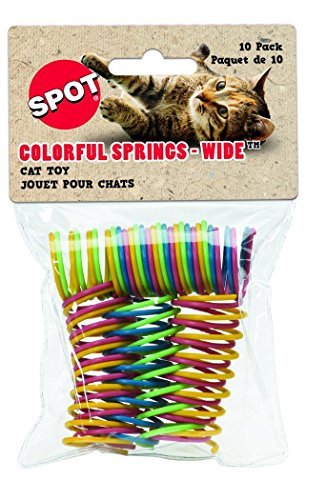 Ethical Pet Wide Durable Heavy Gauge Plastic Colorful Springs Cat Toy, 10 Count per Pack (2 Pack (20 Total))