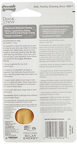 Nylabone Dura Chew Medium Peanut Butter Flavored Barbell Dog Chew Toy - 2 Pack
