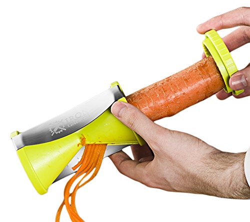 Vegetable Spiral Slicer Bundle with 2 size Stainless Steel Blades & Cleaning Brush- Vegetable Pasta/Spaghetti Spiralizer