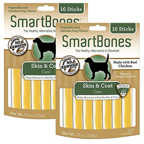 Smartbone Functional Dog Chews, Rawhide Free w/Real Chicken, Skin Coat Dog Chews / 2 Pack