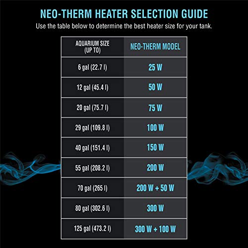Cobalt Aquatics Flat Neo-Therm Heater with Adjustable Thermostat (Fully-Submersible, Shatterproof Design) from 25W to 300W