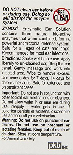 ZYMOX Ear Solution | The Only No Pre-Clean Once -a-Day Dog and Cat Ear Solution | Natural Enzyme Formula | Veterinarian Recommended | Patented Enzyme Formula | Contains Hydrocortisone for Comfort
