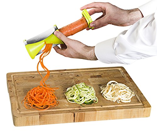 Vegetable Spiral Slicer Bundle with 2 size Stainless Steel Blades & Cleaning Brush- Vegetable Pasta/Spaghetti Spiralizer