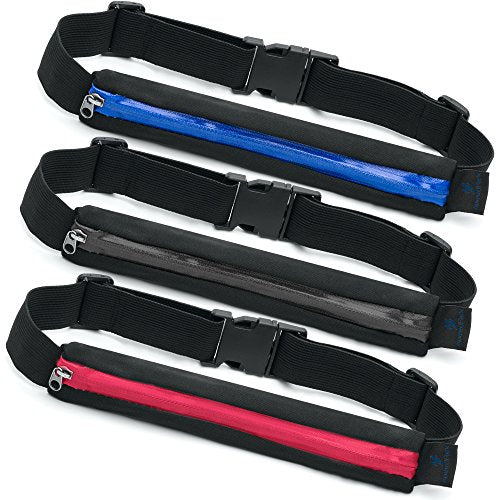 Speedflex Accessory Runner's Belt Pack for Marathon, Fitness, Exercise, Jogging with Weatherproof Zipper, Pink, Black, Blue (Black)